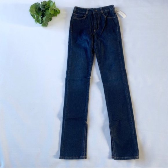 Anthropologie | Pilcro The Split Straight Jeans Denim Dark Stretch New 25 Waist - Picture 3 of 16